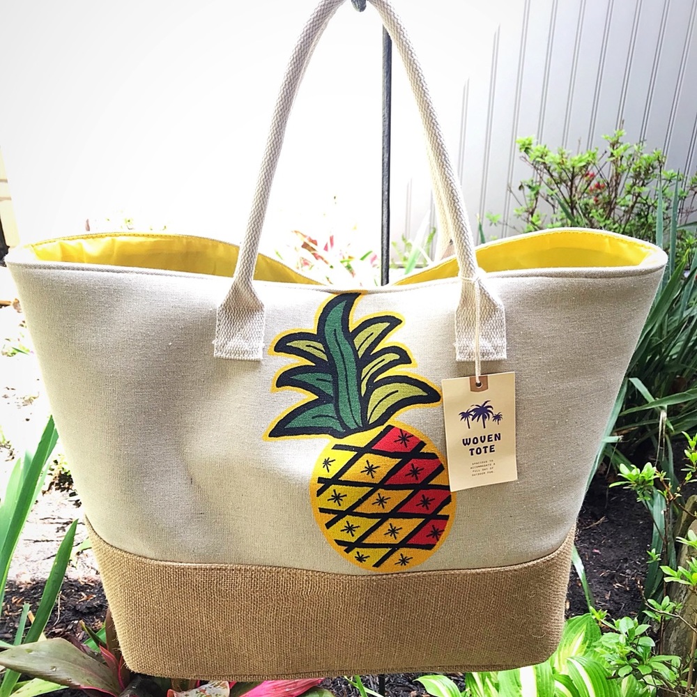 HUGE FABULOUS PINEAPPLE 🍍 LINED BEACH 🏖 TOTE